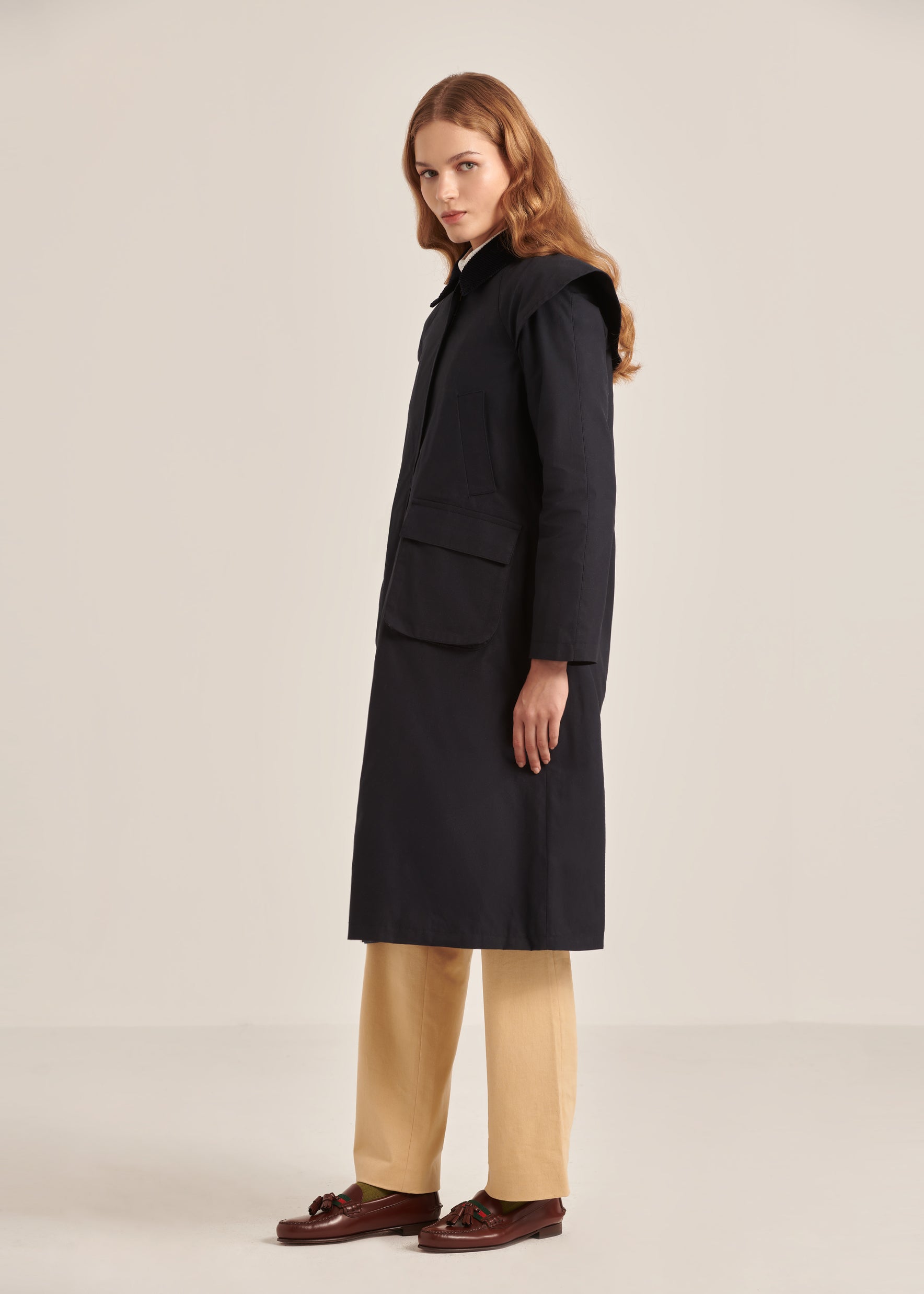 AILEIN NAVY TRENCH COAT