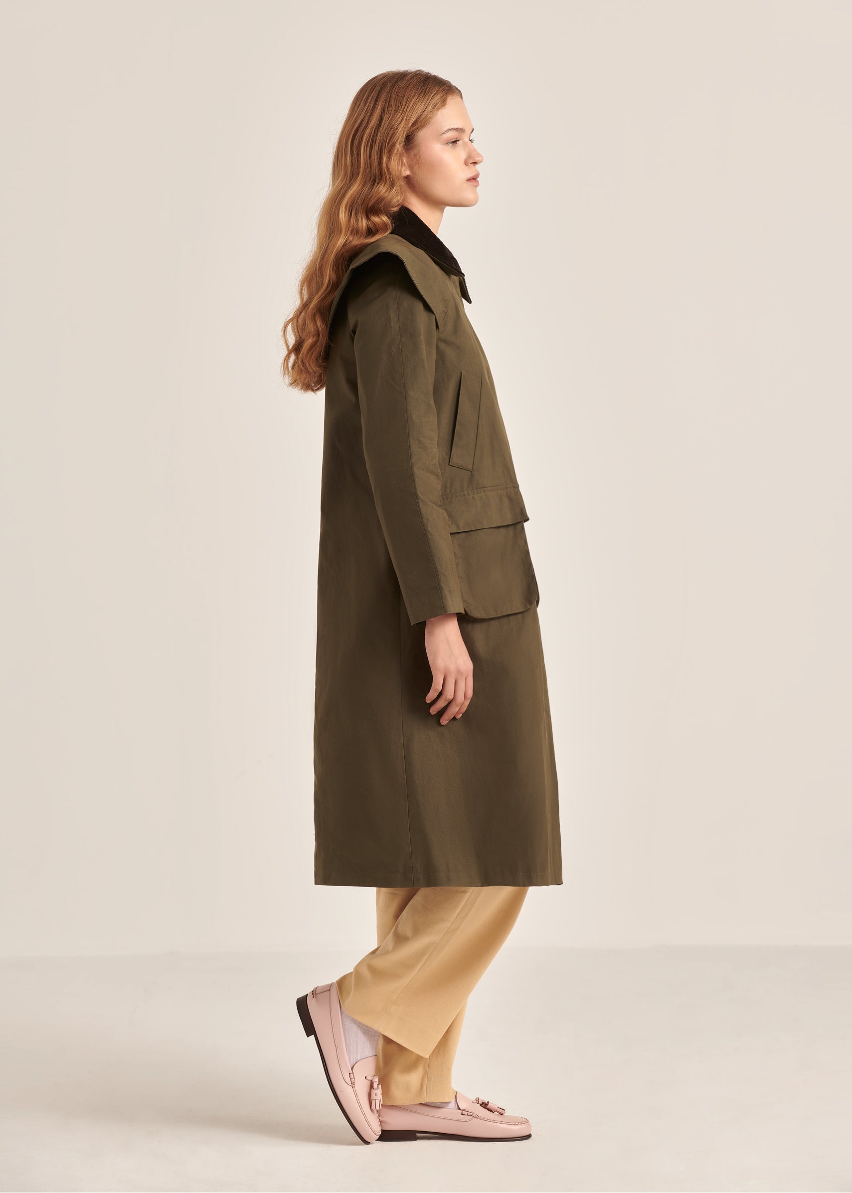 AILEIN GREEN TRENCH COAT